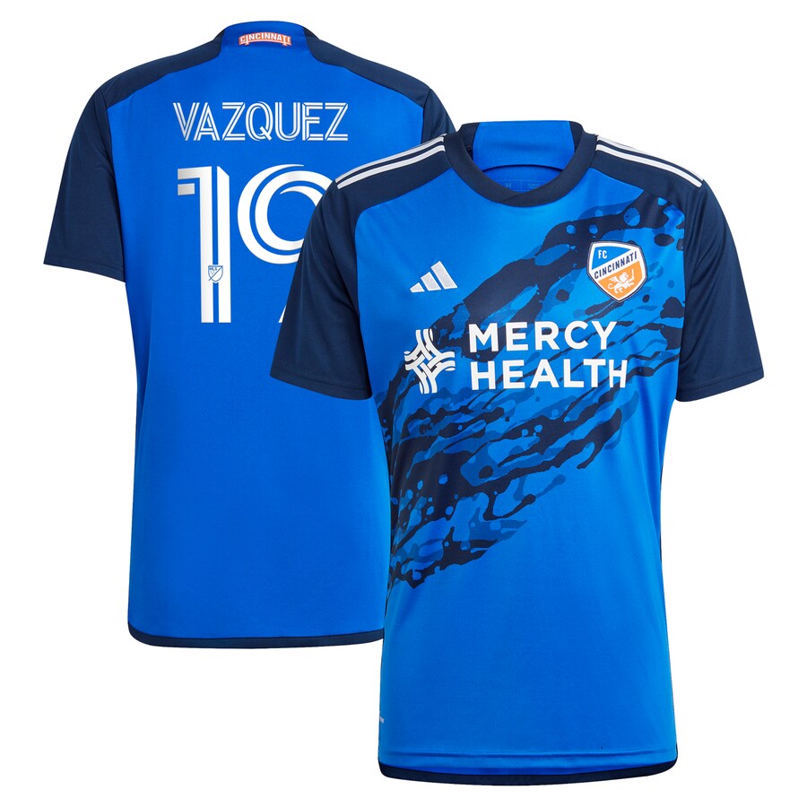 Men's FC Cincinnati Brandon Vazquez adidas Blue 2023 River Kit Replica Jersey