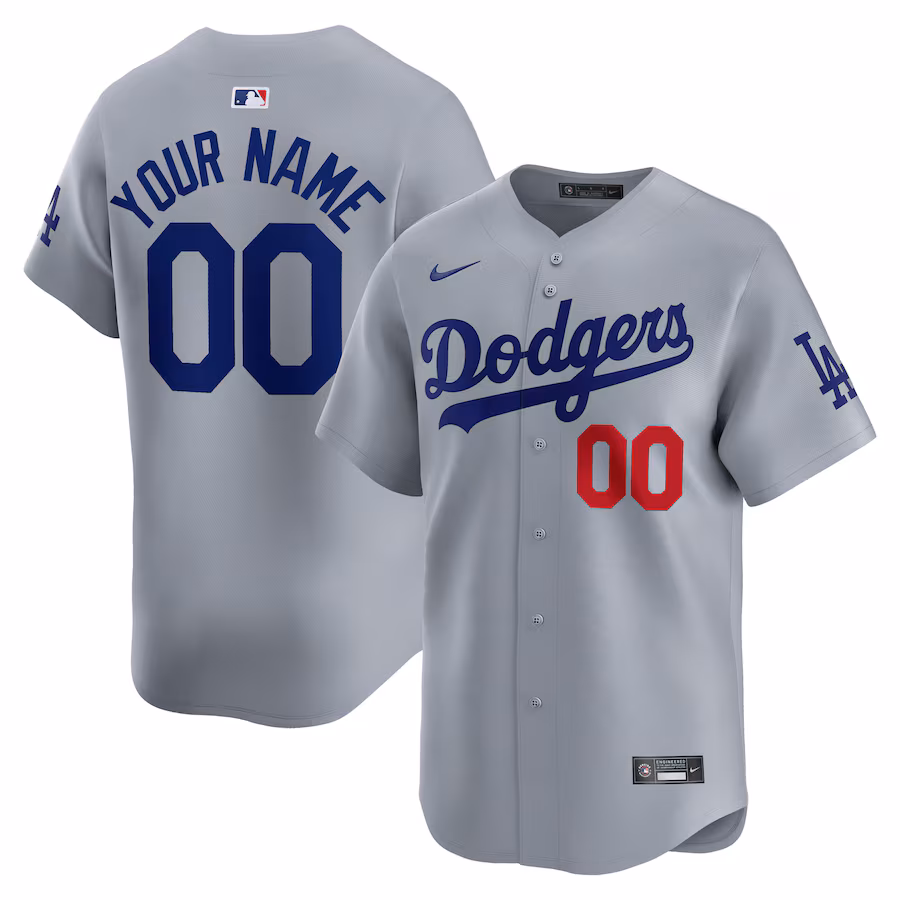 Men's Los Angeles Dodgers  Nike Gray  Road Limited Custom Jersey