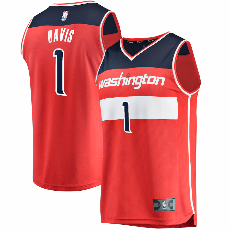 Youth Washington Wizards Johnny Davis Fanatics Red Fast Break Replica Jersey - Icon Edition