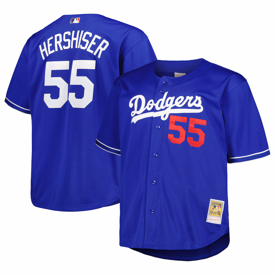 Men's Los Angeles Dodgers Orel Hershiser Mitchell & Ness Royal Big & Tall Cooperstown Collection Batting Practice Replica Jersey