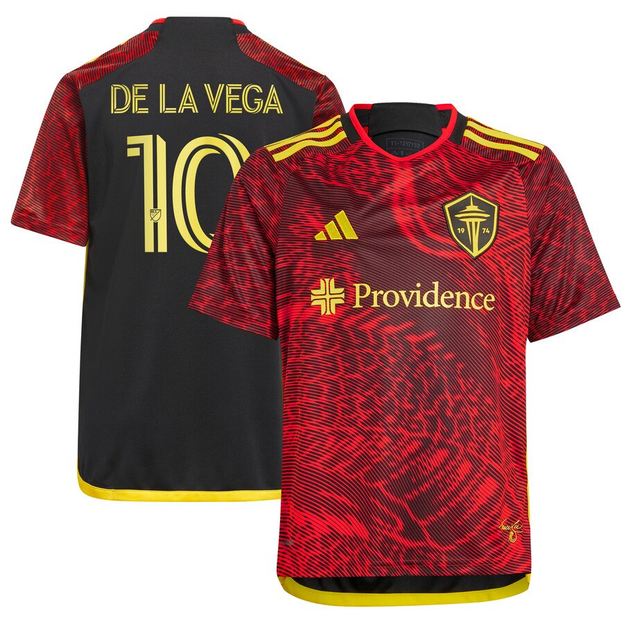 Youth Seattle Sounders FC Pedro de la Vega adidas Red 2024 The Bruce Lee Kit Replica Player Jersey