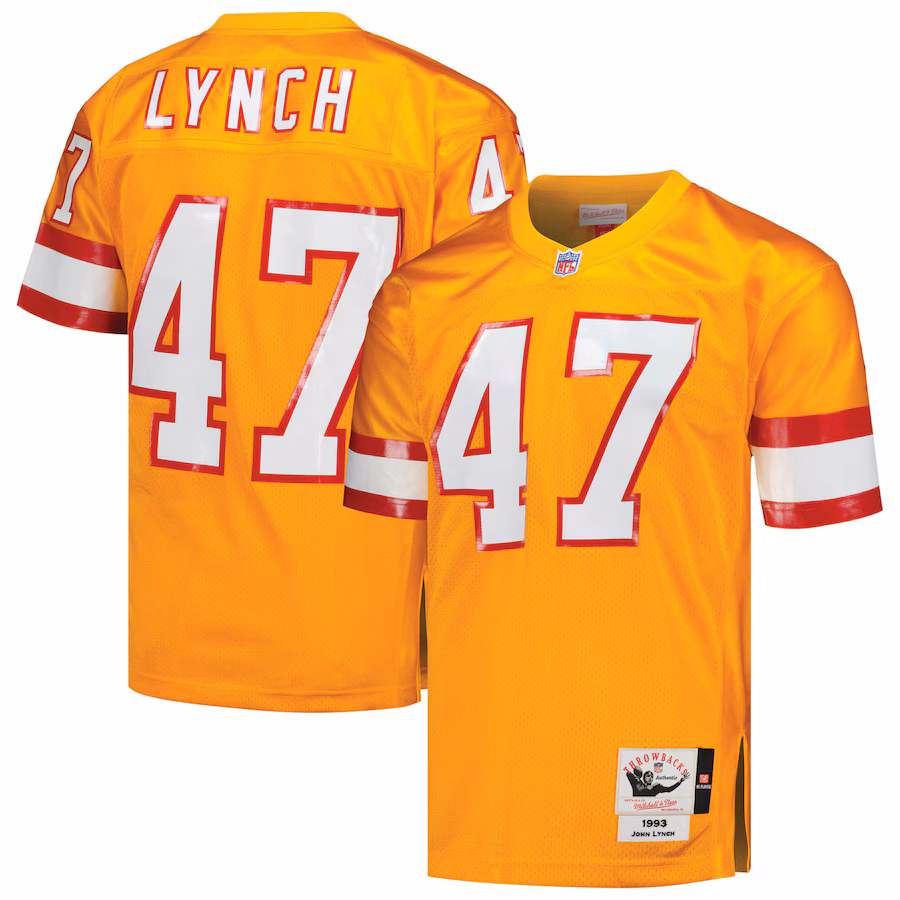 Men's Tampa Bay Buccaneers 1993 John Lynch Mitchell & Ness Orange Authentic Throwback Retired Player Jersey