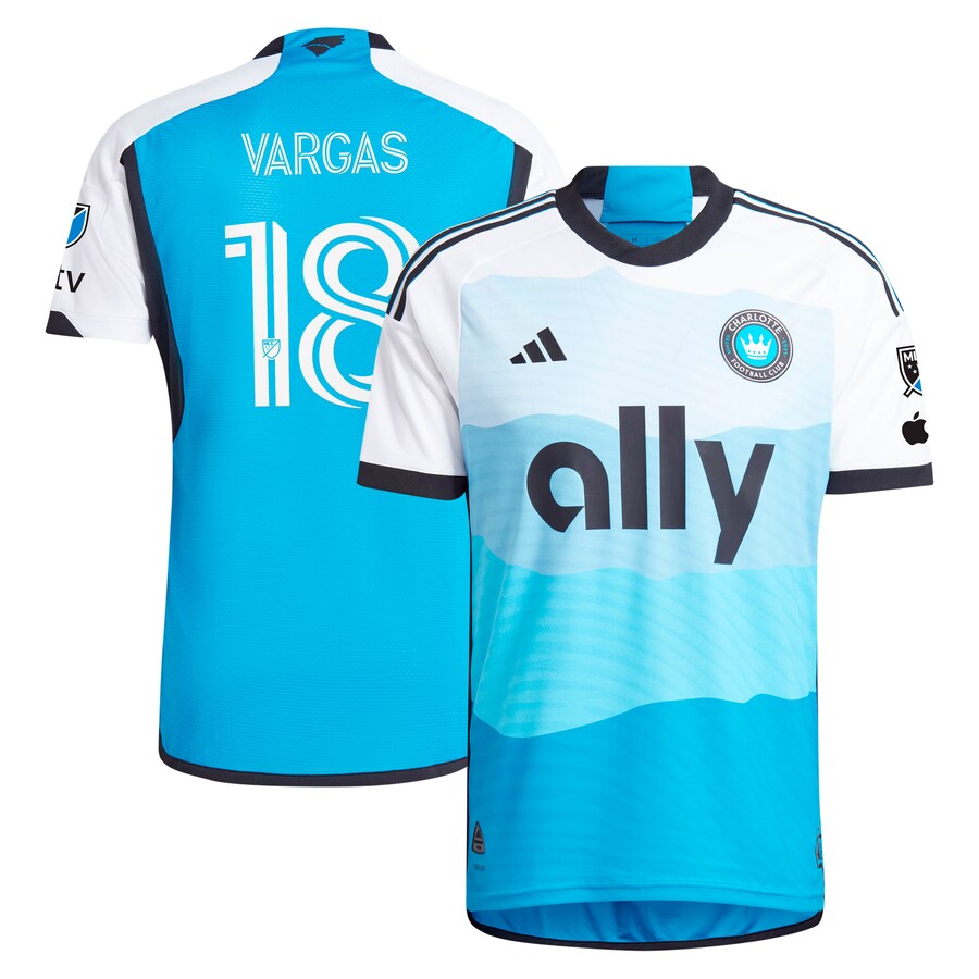 Men's Charlotte FC Kerwin Vargas adidas Blue 2024 The Carolina Kit: Explore Authentic Player Jersey