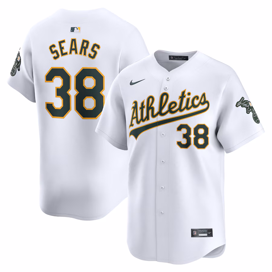 Men's Oakland Athletics JP Sears Nike White Home Limited Player Jersey