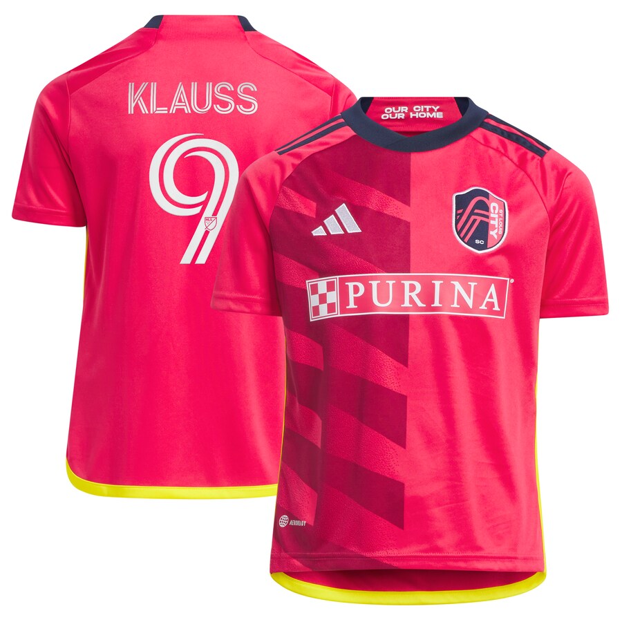 Youth St. Louis City SC João Klauss adidas Red 2023 CITY Kit Replica Jersey