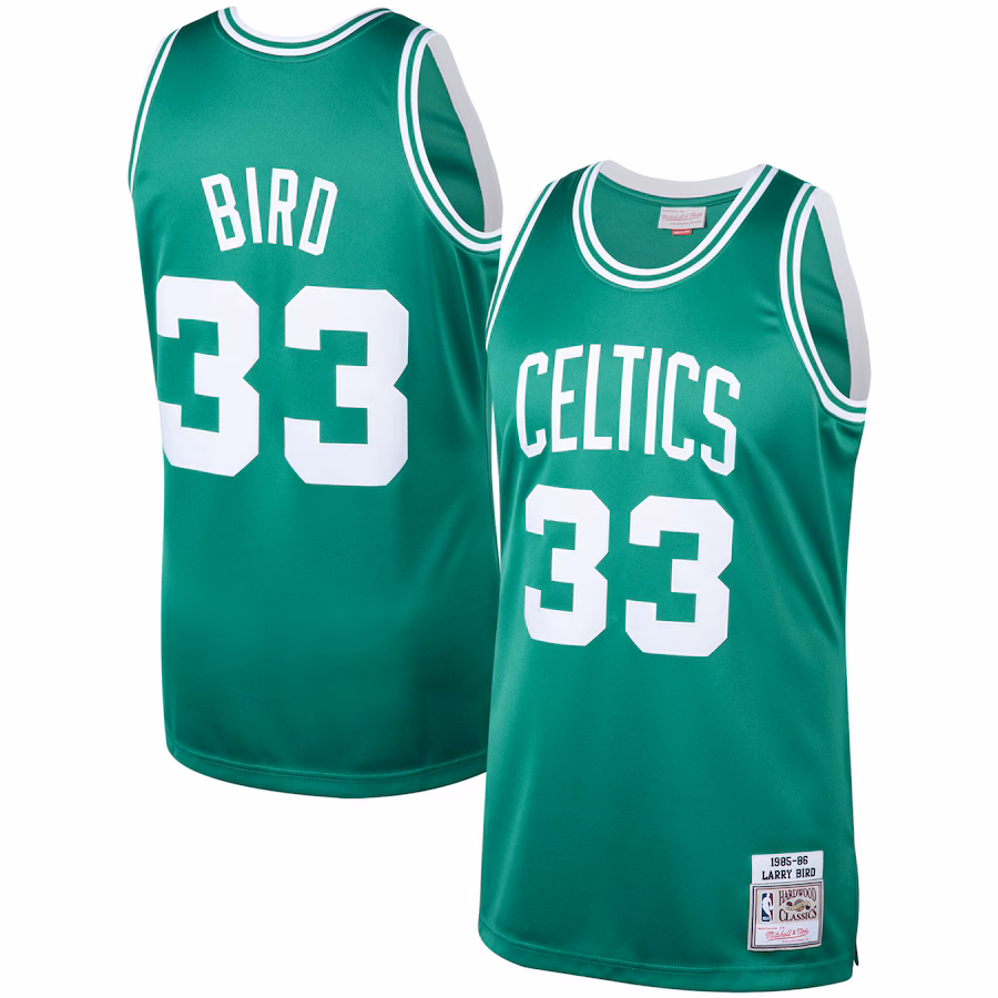 Men's Boston Celtics Larry Bird Mitchell & Ness Kelly Green 1985/86 Hardwood Classics Authentic Jersey