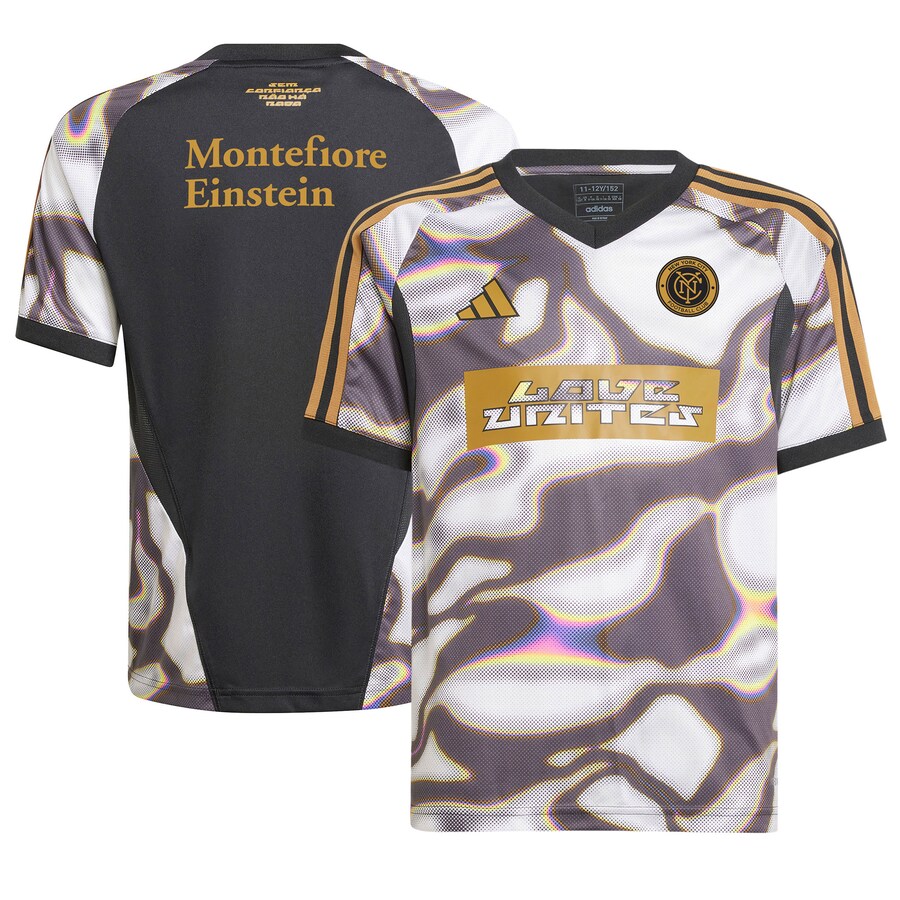 Youth New York City FC adidas Black 2024 Pride Pre-Match Top