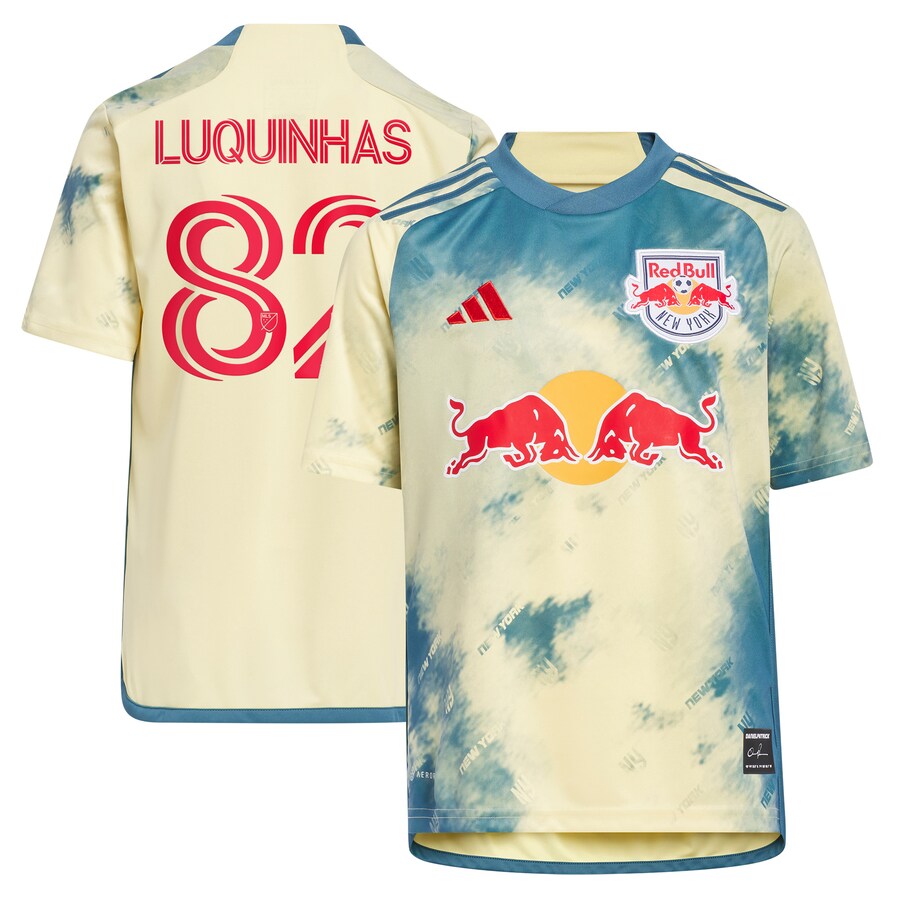 Youth New York Red Bulls Luquinhas adidas Yellow 2023 Daniel Patrick Kit Replica Jersey