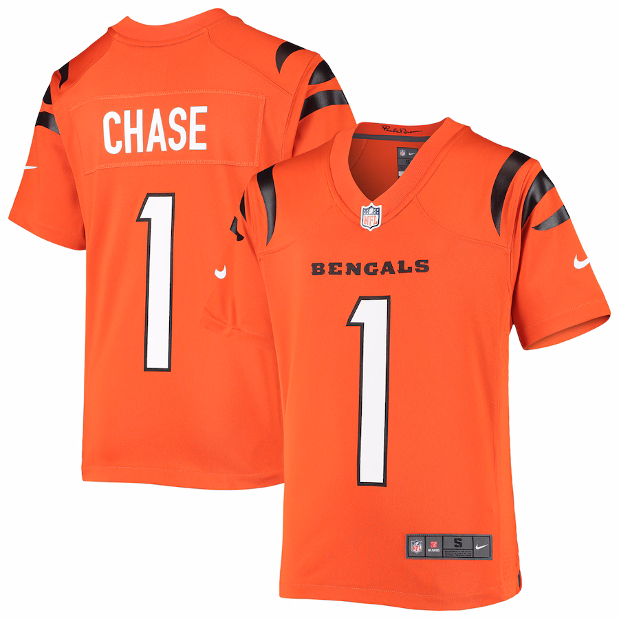 Youth Cincinnati Bengals Ja'Marr Chase Nike Orange Game Jersey