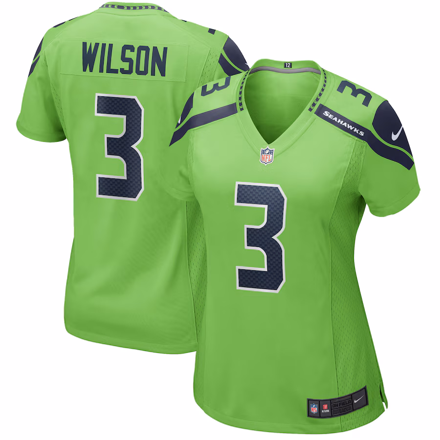 Women's Seattle Seahawks Russell Wilson Nike Neon Green Alternate Game Jersey