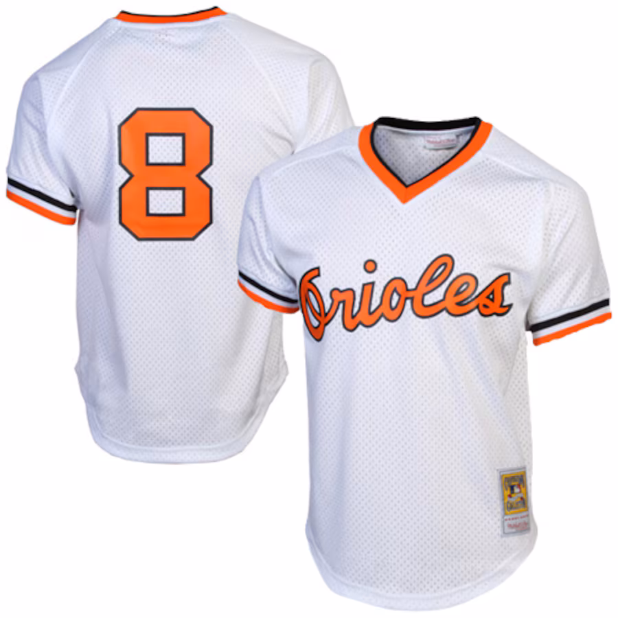 Men's Baltimore Orioles Cal Ripken Jr. Mitchell & Ness White 1985 Authentic Cooperstown Collection Batting Practice Jersey