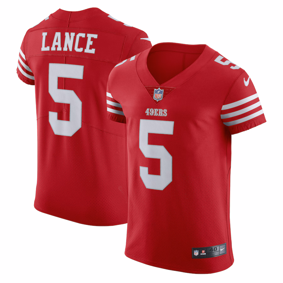 Men's San Francisco 49ers Trey Lance Nike Scarlet Vapor Elite Jersey