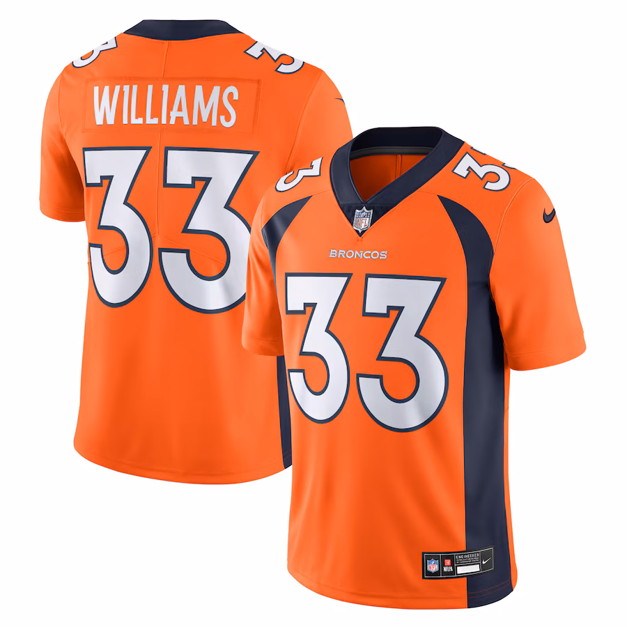 Men's Denver Broncos Javonte Williams Nike Orange  Vapor Untouchable Limited Jersey