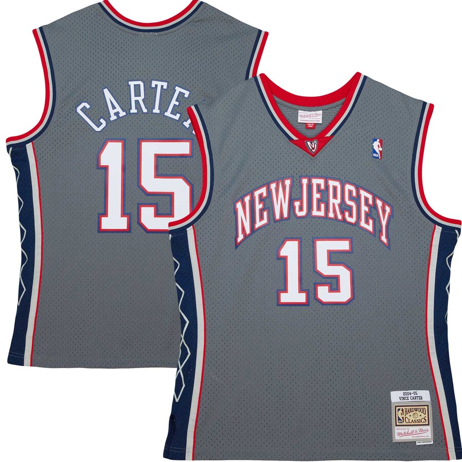 Men's New Jersey Nets Vince Carter Mitchell & Ness Gray 2001/02 Hardwood Classics Swingman Jersey