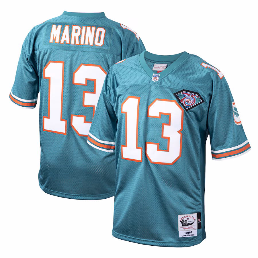 Men's Miami Dolphins 1994 Dan Marino Mitchell & Ness Aqua Authentic Throwback Retired Player Jersey