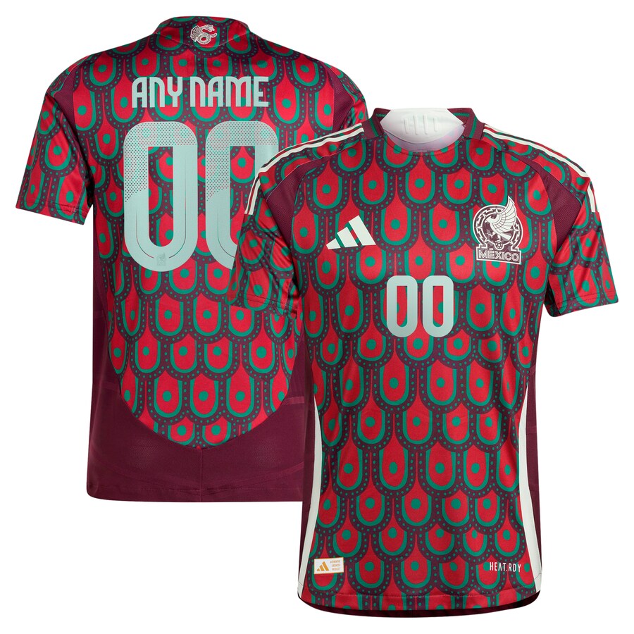 Men's Mexico National Team  adidas Burgundy 2024 Home Authentic Custom Jersey