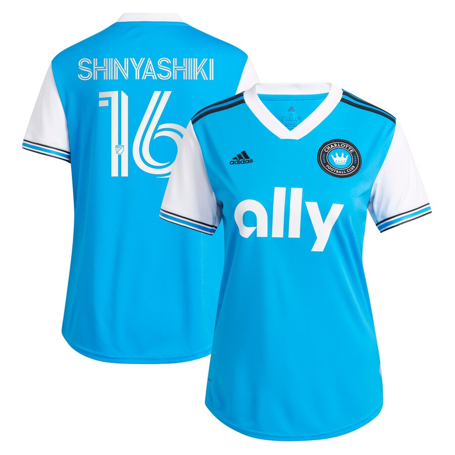 Women's Charlotte FC Andre Shinyashiki adidas Blue 2022 Primary Replica Player Jersey