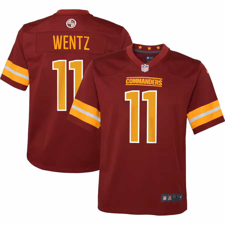 Youth Washington Commanders Carson Wentz Nike Burgundy Game Jersey