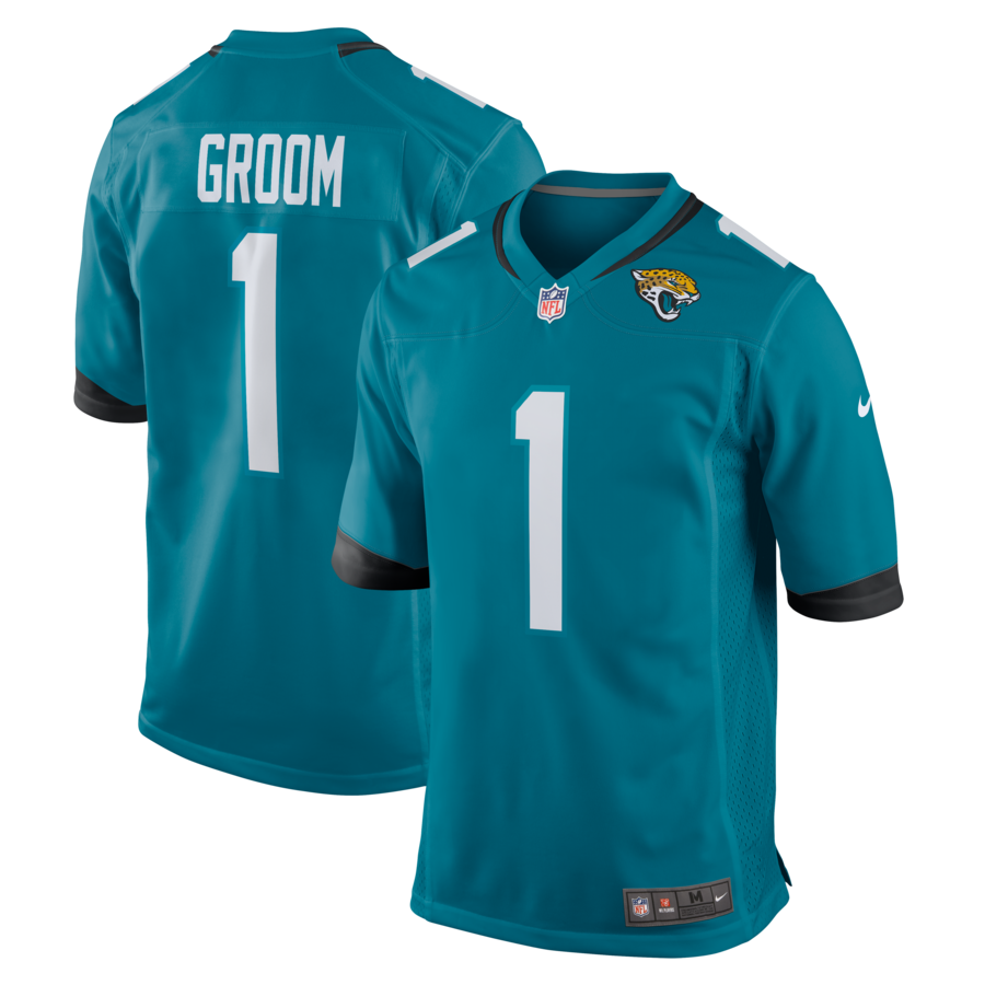 Men's Jacksonville Jaguars Number 1 Groom Nike Teal Game Jersey