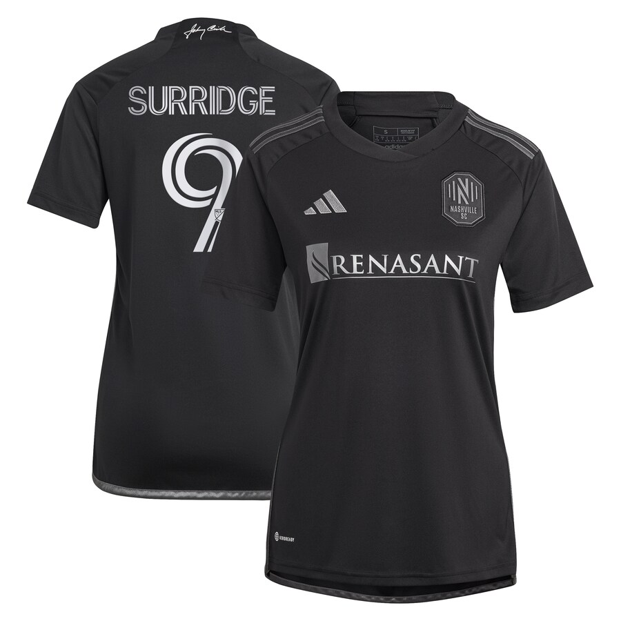 Women's Nashville SC Sam Surridge adidas Black 2023 Man In Black Kit Replica Player Jersey