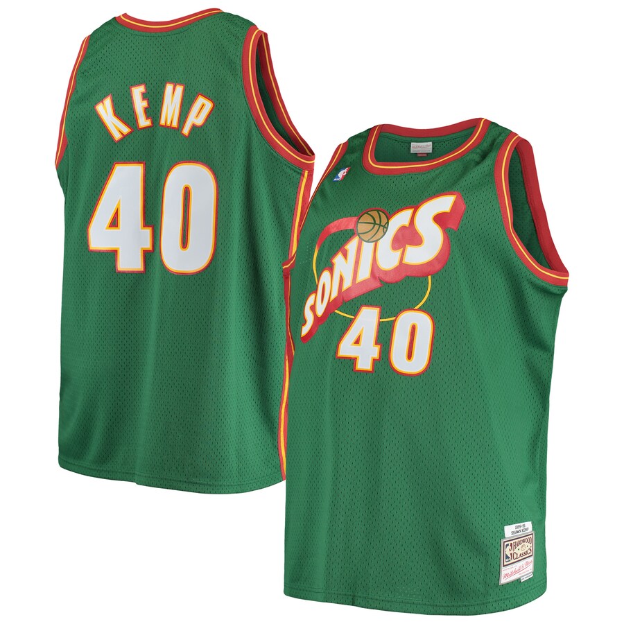 Men's Seattle SuperSonics Shawn Kemp Mitchell & Ness Green 1995/96 Big & Tall Hardwood Classics Swingman Jersey