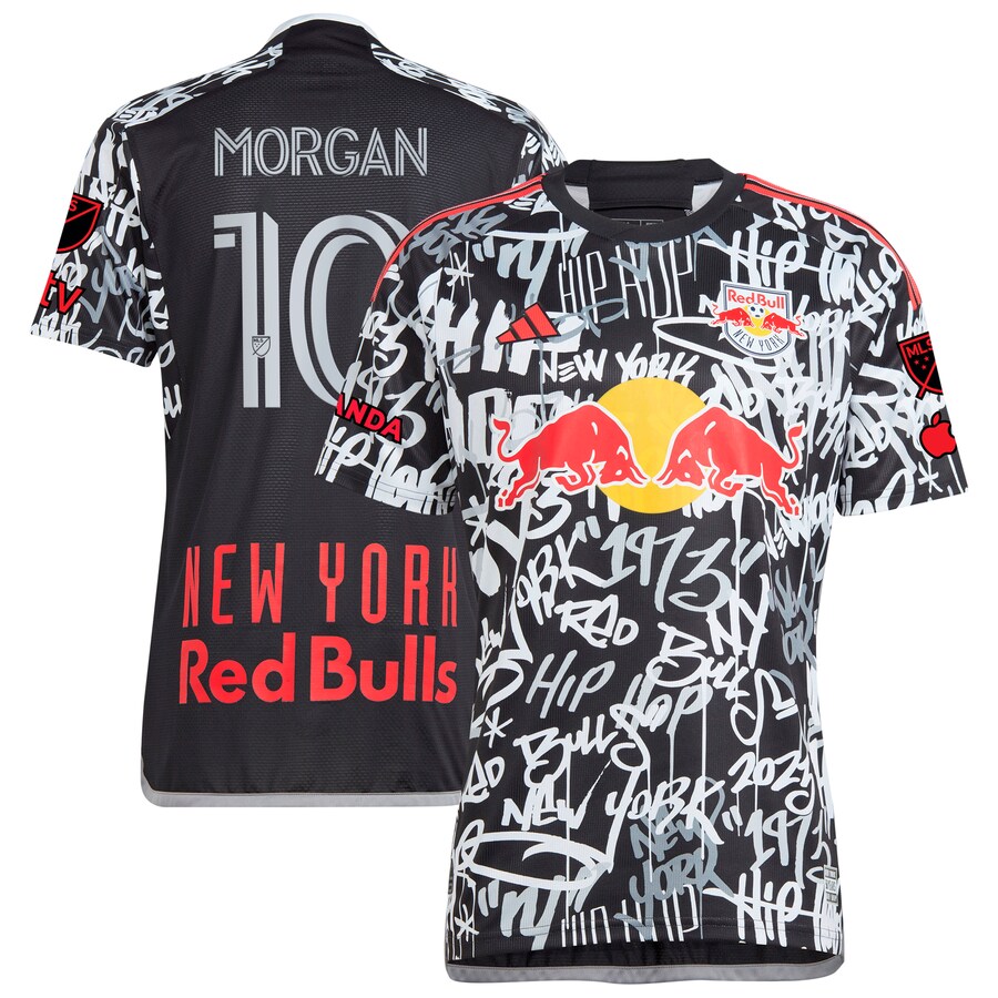 Men's New York Red Bulls Lewis Morgan adidas Black 2023 Freestyle Authentic Player Jersey