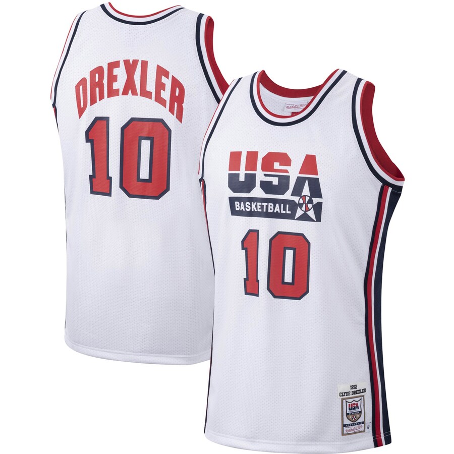 Men's USA Basketball Clyde Drexler Mitchell & Ness White 1992 Authentic Jersey