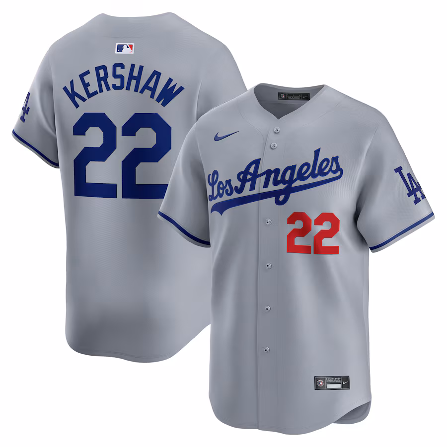 Men's Los Angeles Dodgers Clayton Kershaw Nike Gray Away Limited Player Jersey