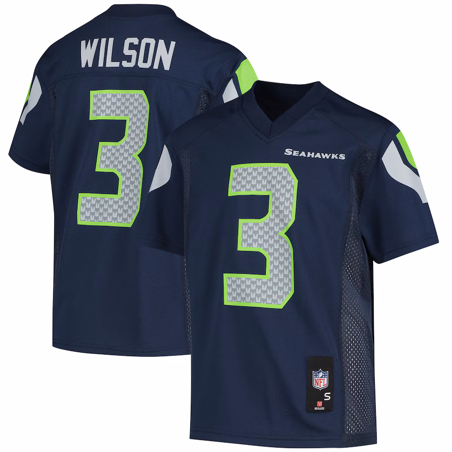 Youth Seattle Seahawks Russell Wilson College Navy Replica Player Jersey
