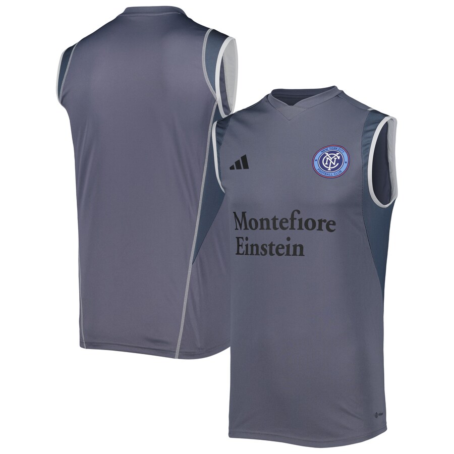 Men's New York City FC adidas Gray 2023 On-Field Sleeveless Training Jersey