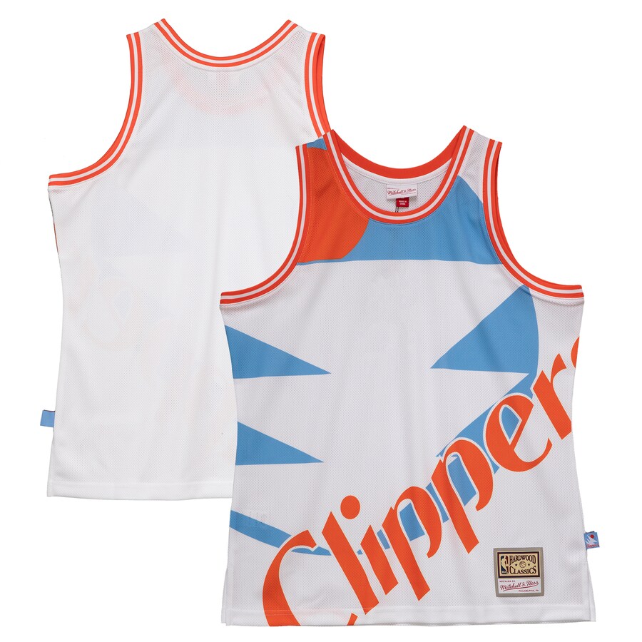 Men's San Diego Clippers  Mitchell & Ness White Hardwood Classics Blown Out Fashion Jersey