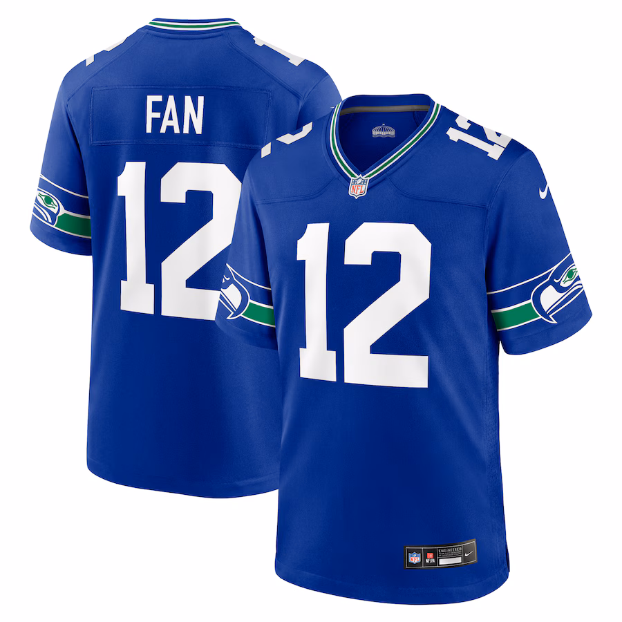 Men's Seattle Seahawks 12s Nike Royal Throwback Player Game Jersey