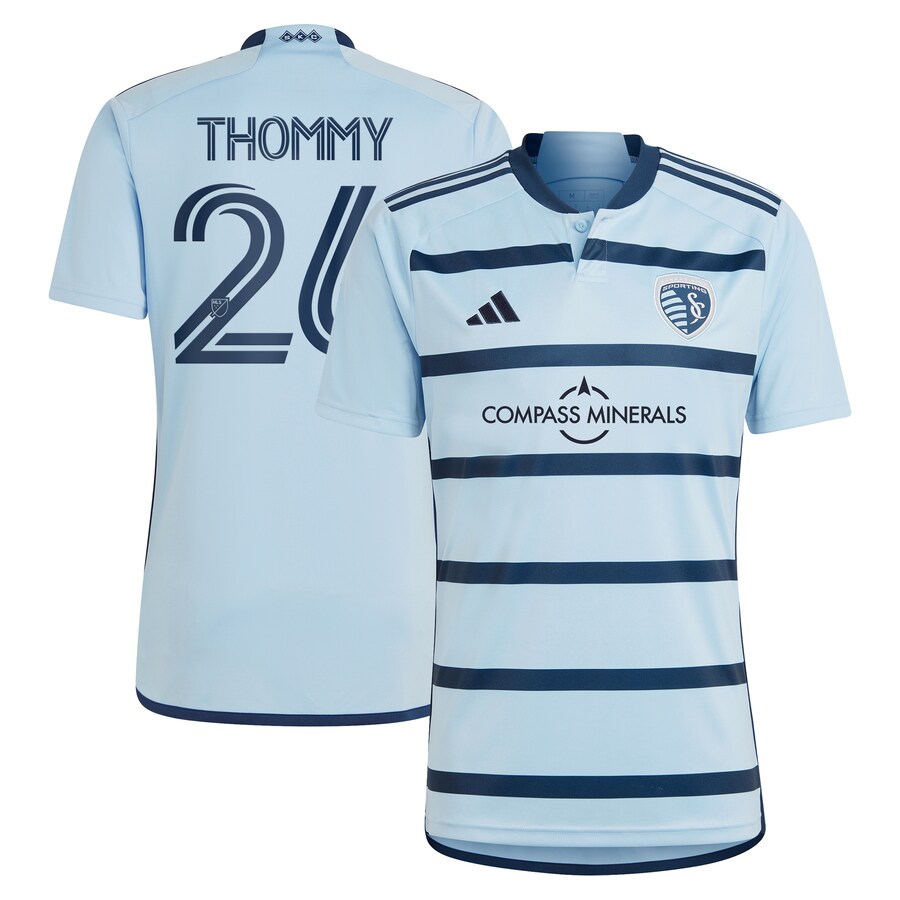Men's Sporting Kansas City Erik Thommy adidas Light Blue 2024 Hoops 4.0 Replica Player Jersey