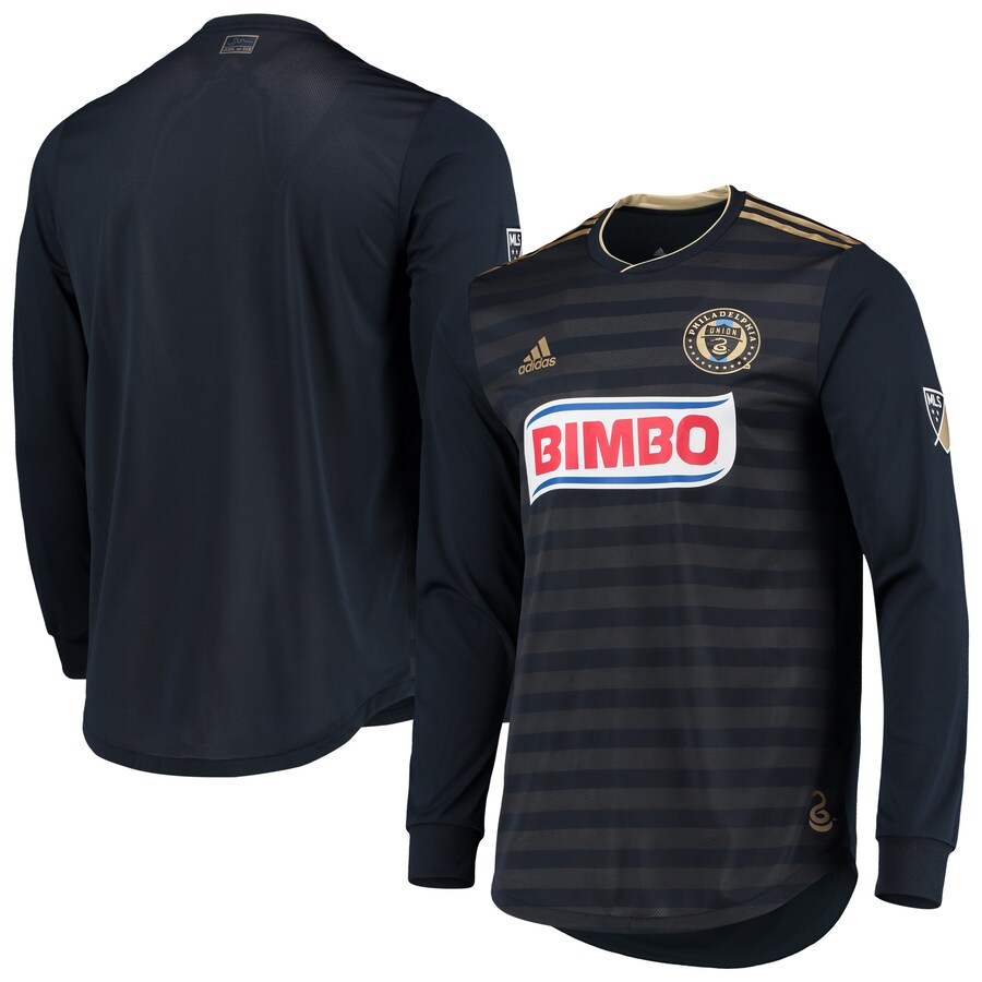 Men's Philadelphia Union adidas Navy 2018 Away Authentic Long Sleeve Jersey