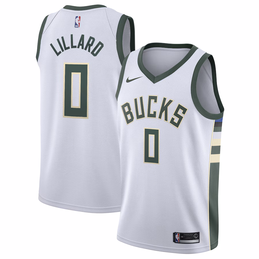Unisex Milwaukee Bucks Damian Lillard Nike White  Swingman Player Jersey - Association Edition