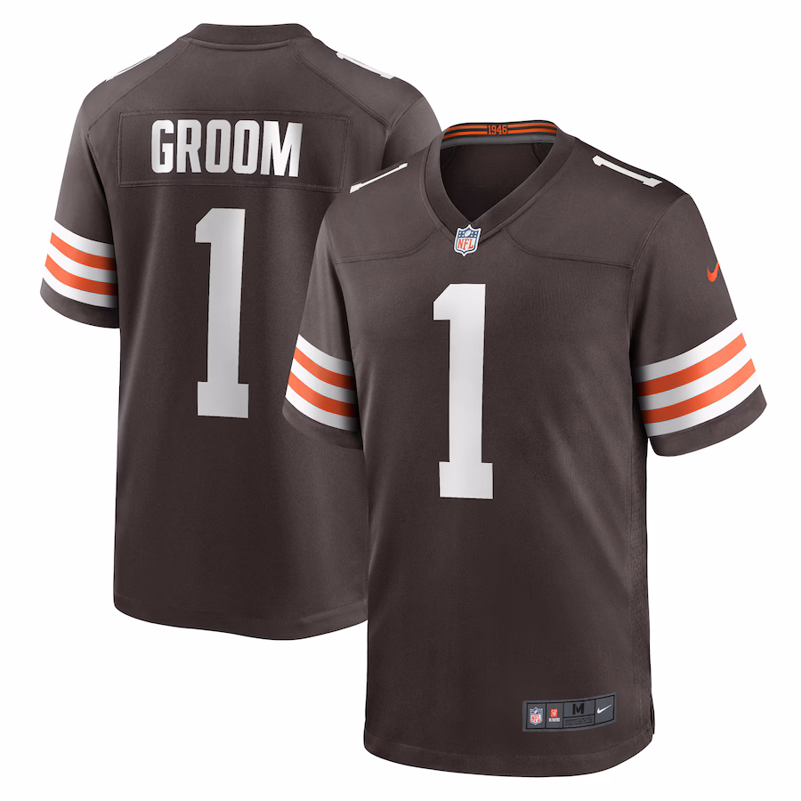 Men's Cleveland Browns Number 1 Groom Nike Brown Game Jersey