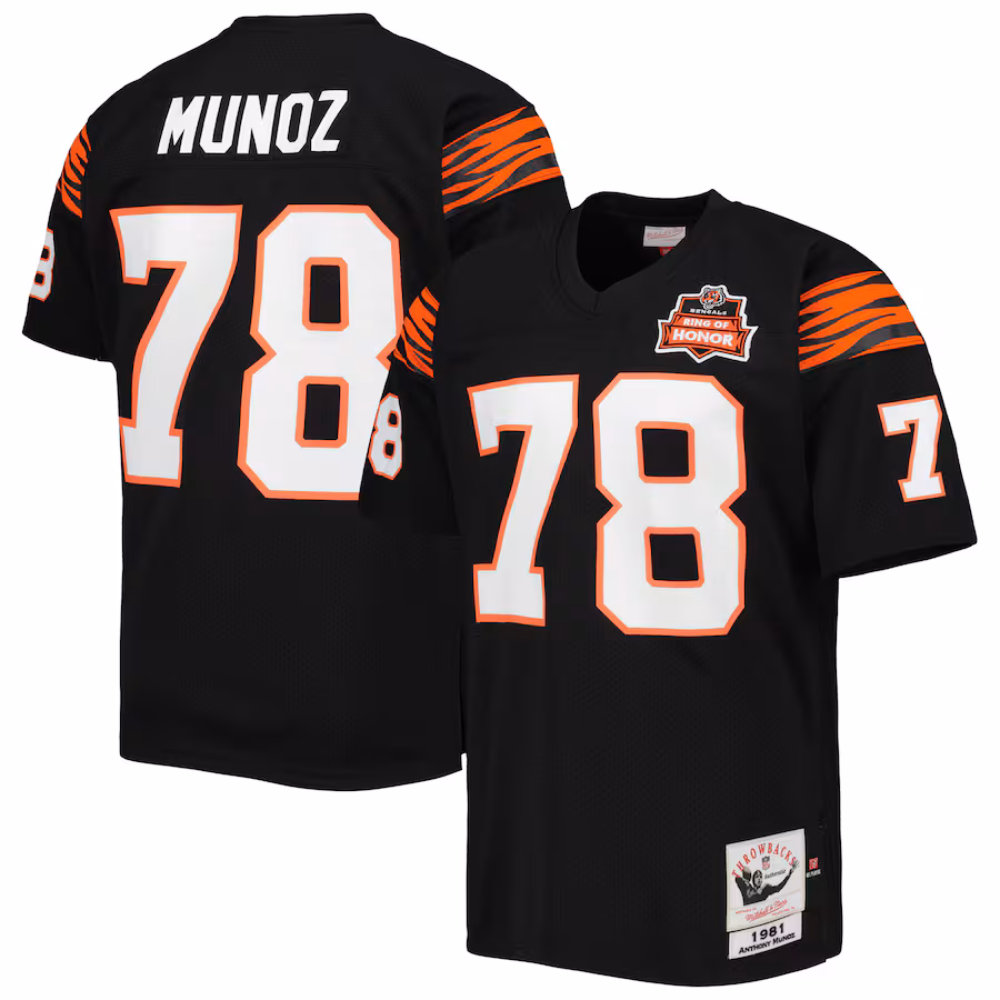Men's Cincinnati Bengals  Anthony Muñoz Mitchell & Ness Black Authentic Throwback Retired Player Jersey