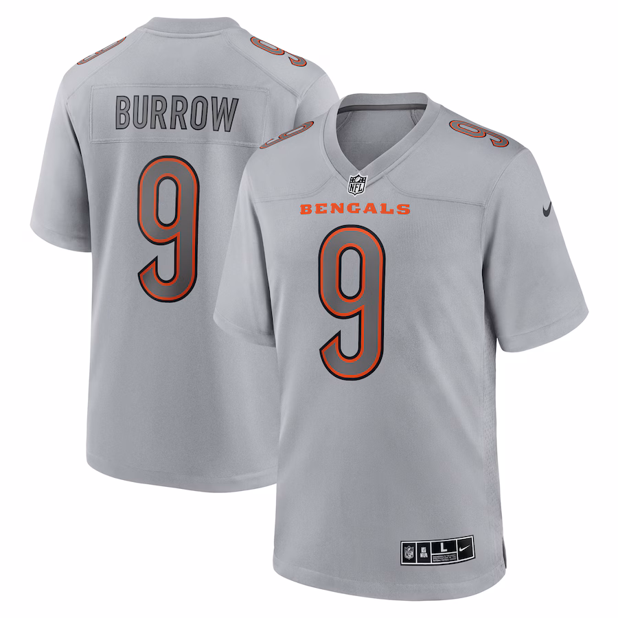 Men's Cincinnati Bengals Joe Burrow Nike Gray Atmosphere Fashion Game Jersey