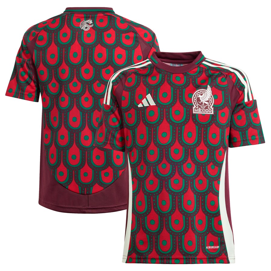 Youth Mexico National Team  adidas Burgundy 2024 Home Replica Jersey