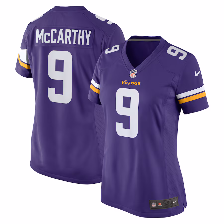 Women's Minnesota Vikings J.J. McCarthy Nike Purple 2024 NFL Draft First Round Pick Player Game Jersey
