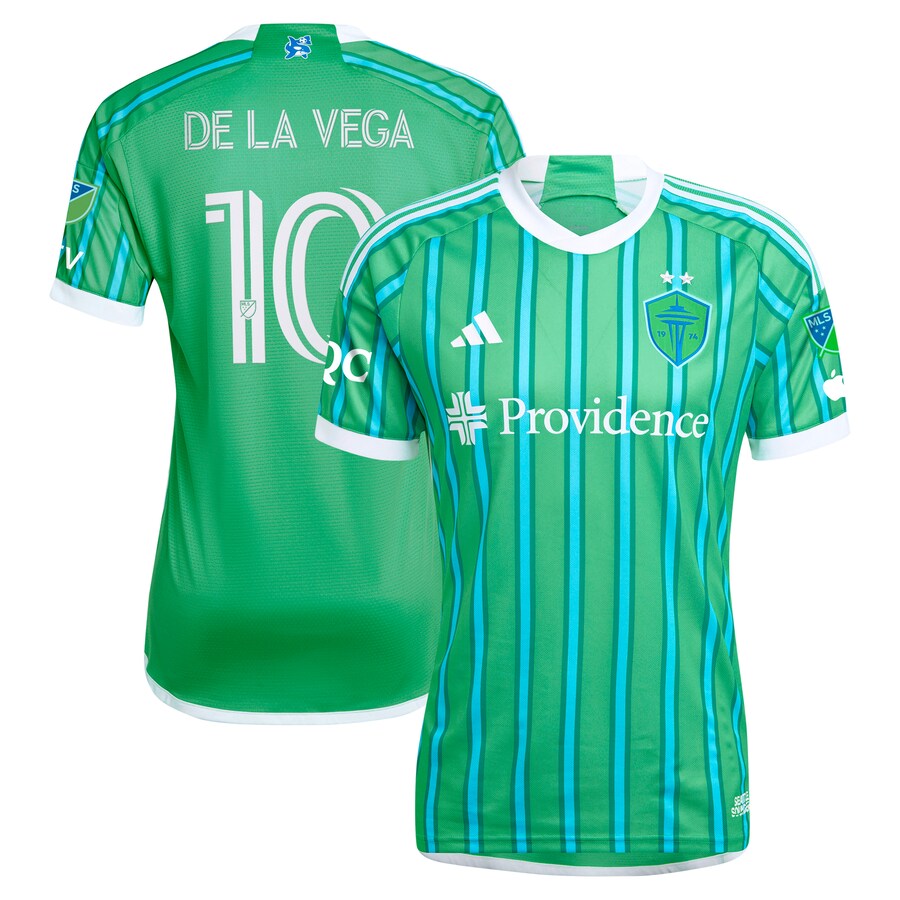 Men's Seattle Sounders FC Pedro de la Vega adidas Green 2024 The Anniversary Kit Authentic Player Jersey
