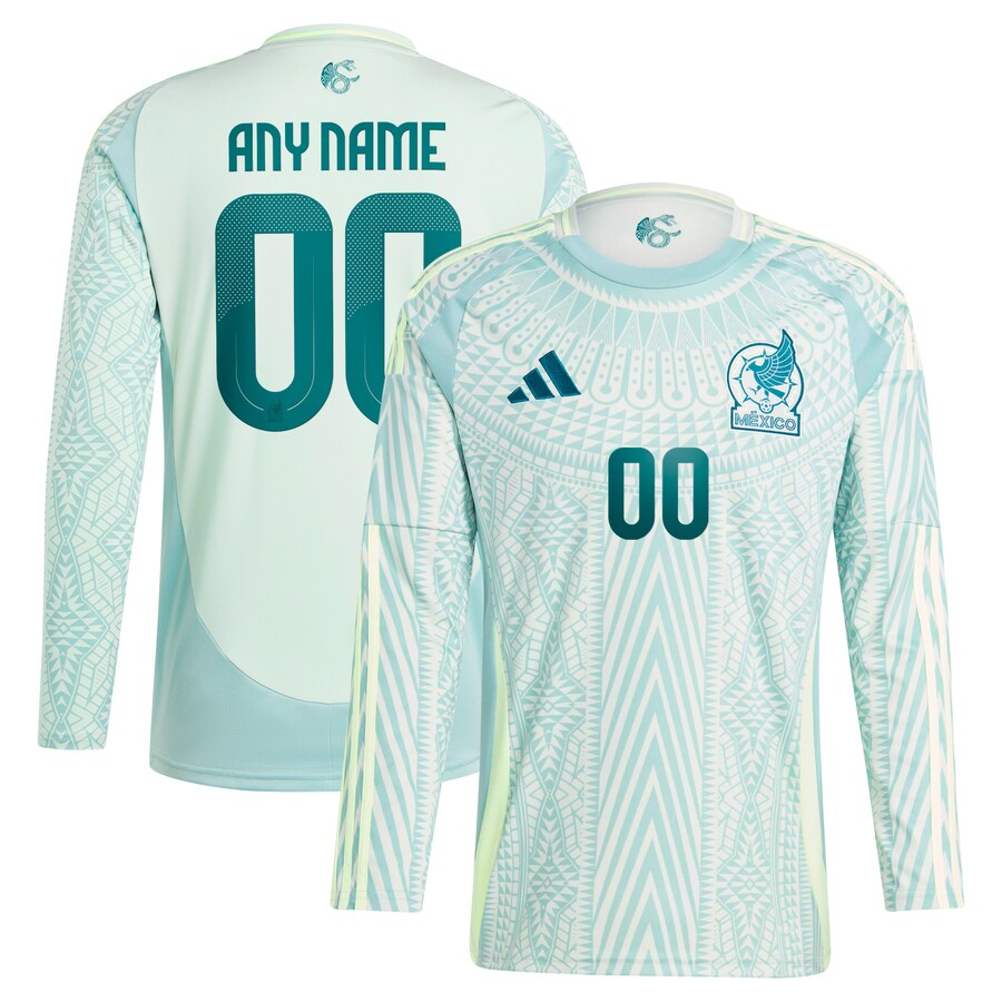 Men's Mexico National Team  adidas Green 2024 Away Replica Custom Long Sleeve Jersey