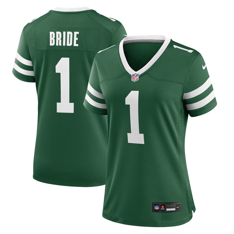 Women's New York Jets Number 1 Bride Nike Legacy Green Game Jersey