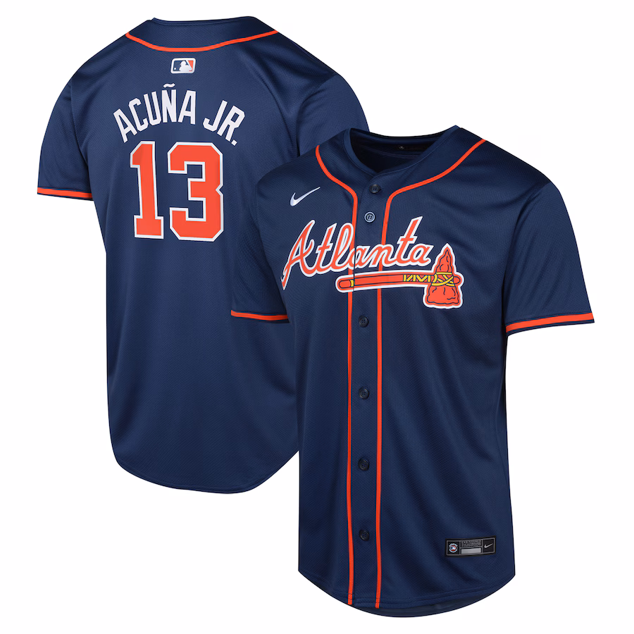 Youth Atlanta Braves Ronald Acuña Jr. Nike Navy Alternate Limited Player Jersey