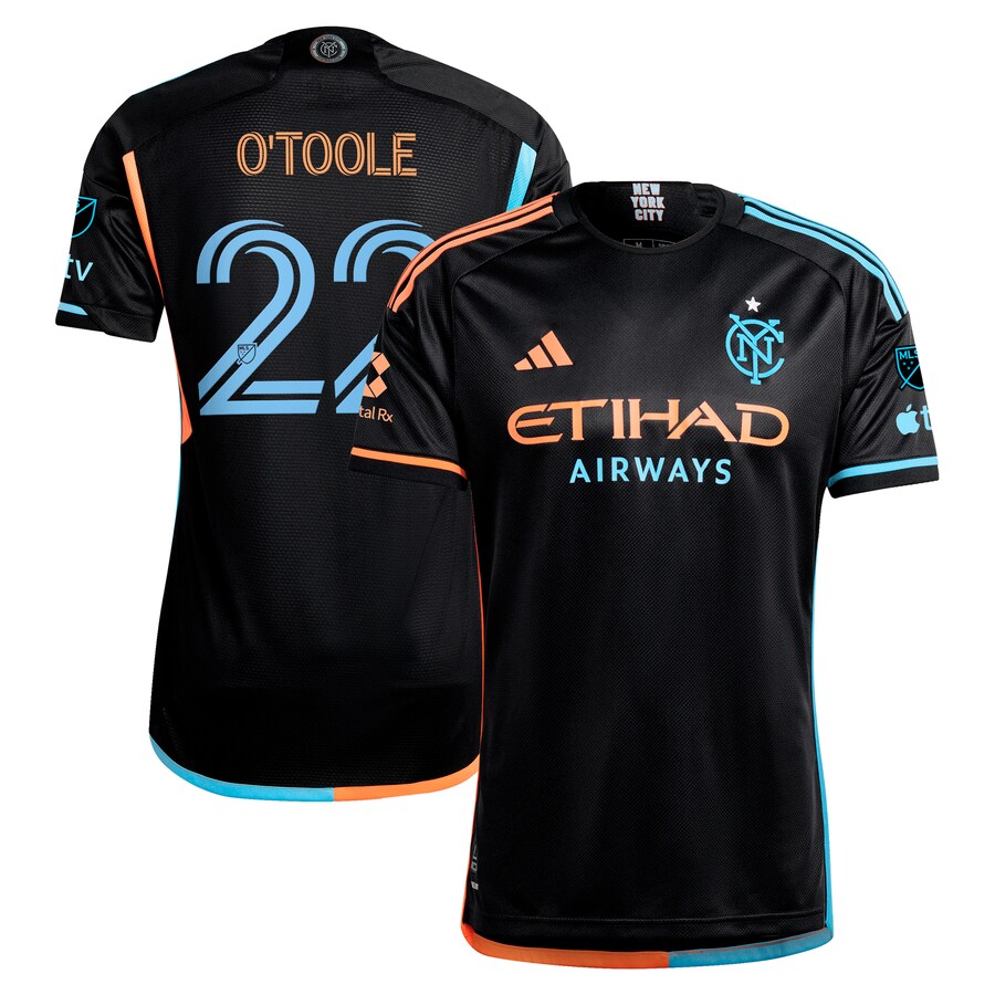 Men's New York City FC Kevin O'Toole adidas Black 2024 24/7 Kit Authentic Player Jersey