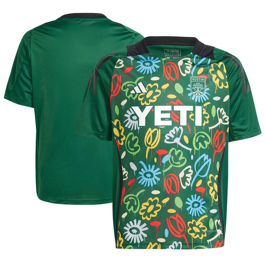 Youth Austin FC adidas Green 2024 One Planet Pre-Match Top
