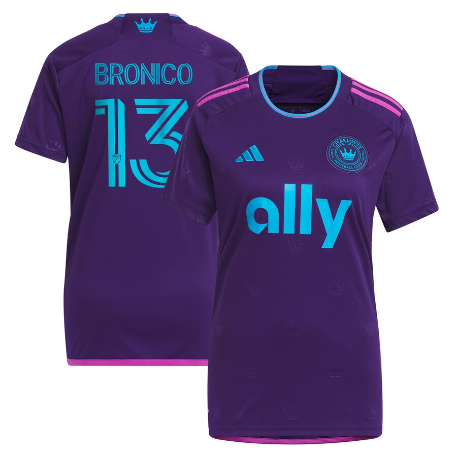 Women's Charlotte FC Brandt Bronico adidas Purple 2023 Crown Jewel Kit Replica Jersey