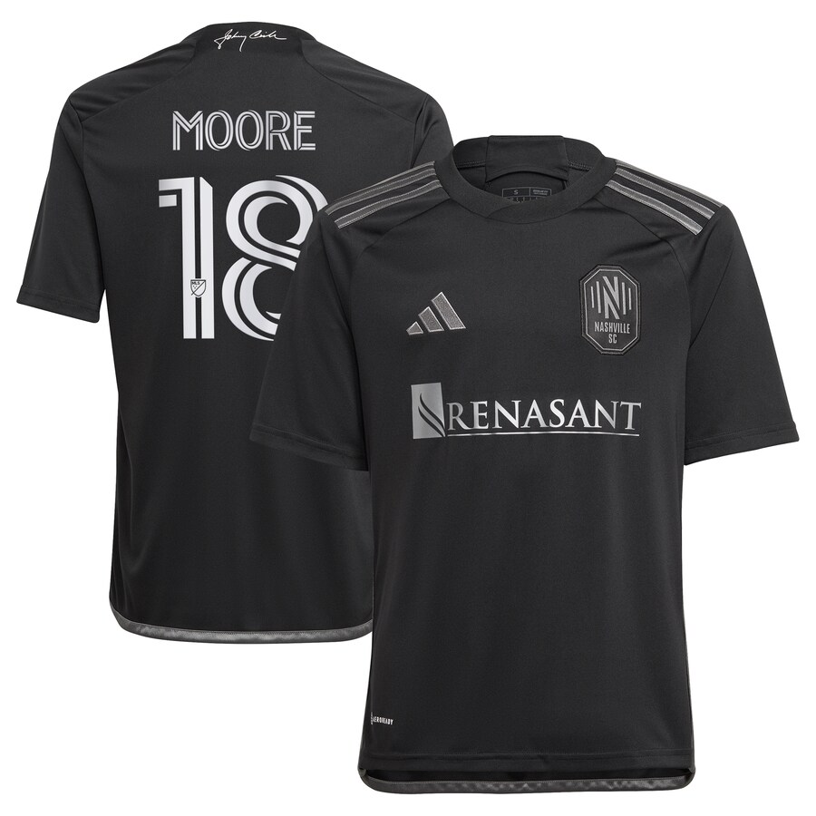 Youth Nashville SC Shaq Moore adidas Black 2023 Man In Black Kit Replica Player Jersey