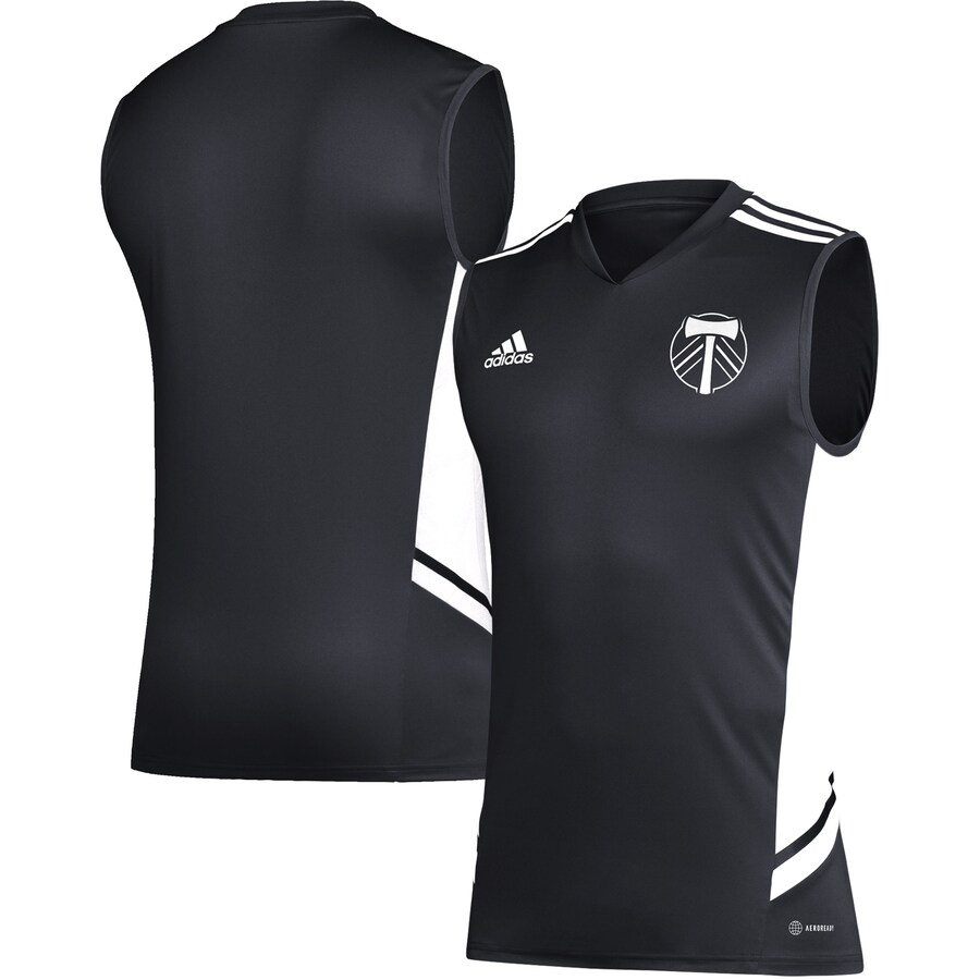 Men's Portland Timbers adidas Black/White Sleeveless Training Jersey
