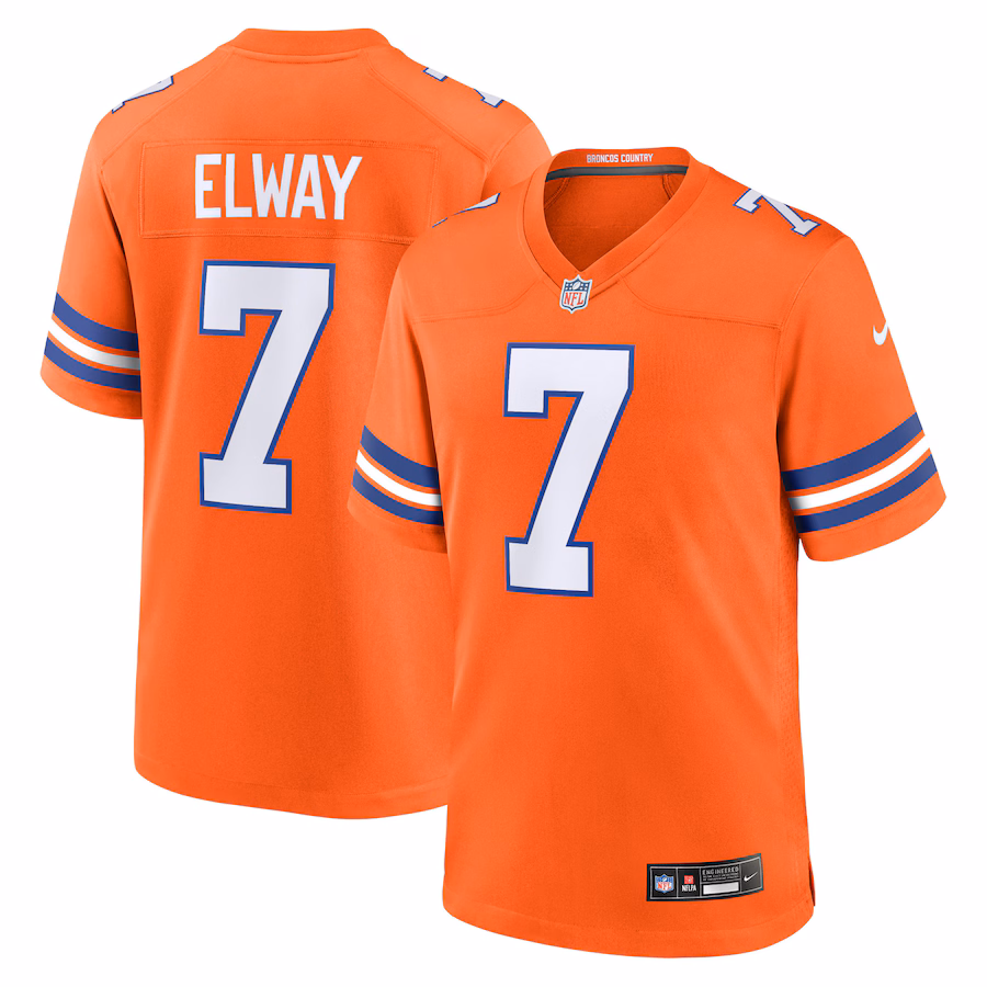 Men's Denver Broncos John Elway Nike Orange Mile High Collection 1977 Throwback Retired Player Game Jersey